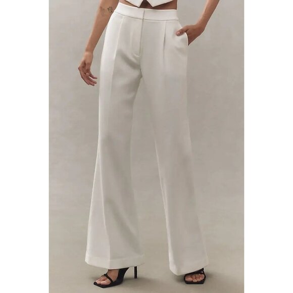 SANS FAFF Pin Tuck Palazzo Pants in White Small New Womens Tailored Trousers - Picture 10 of 13